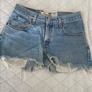Levi's Light Blue Frayed Jean Shorts